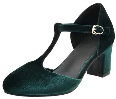 Genérico Elegantes Zapatos Mary Jane satinados con Correa Tobillera y tacón Grueso para Eventos nocturnos Formales