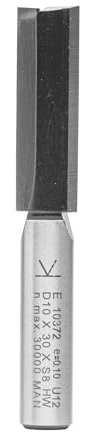 ENT 10372 Fresa ranuradora, en carburo, vástago (S) de 8 mm, diámetro (D) de 10 mm, longitud de corte (NL) de 30 mm, longitud del vástago (SL) de 32 mm, longitud total (GL) de 62 mm