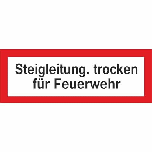 Indigos UG Aufkleber Steigleitung, trocken für Feuerwehr Hinweisschild Brandschutz 29,7x10,5 cm - selbstklebender Sicherheits Aufkleber für Tür oder Wand - Warnschild für Gebäude, Hotel