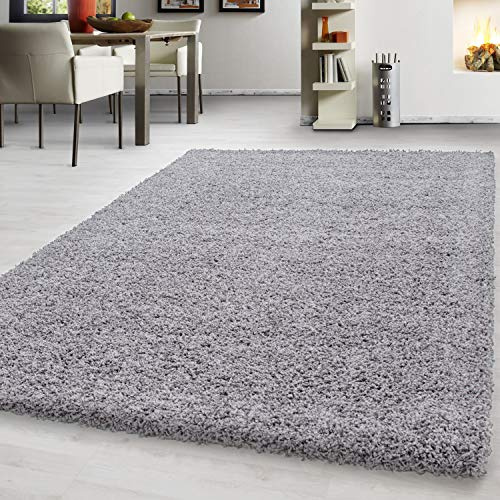 Teppium Moderner Hochflor Teppich Läufer Flur 80 x 150 cm Hellgrau - Shaggy Flauschiger Teppich, Extra Weich, Pflegeleicht - Ideal als Bettvorleger Schlafzimmer, Küchenläufer, Wohnzimmerteppich