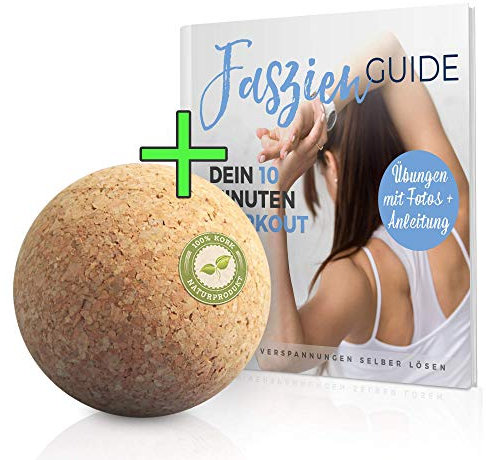 Faszienball Set 7 cm mit Faszien-Buch - Dein nachhaltiger Massageball aus 100% Kork zur Selbst-Massage - Mit Anleitungen im Heft für dein Faszien-Training Korkball Faszientraining - Trigger