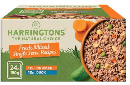 Harringtons Complete Wet Tray Grain Free Hypoallergenic Adult Dog Food Mixed Pack 24x150g - Chicken & Duck - Made with All Natural Ingredients