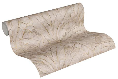 A.S. Création Livingwalls Vliestapete Metropolitan Stories Francesca Milano Tapete mit Palmenprint in Dschungel Optik 10,05 m x 0,53 m beige grau metallic Made in Germany 369275 36927-5
