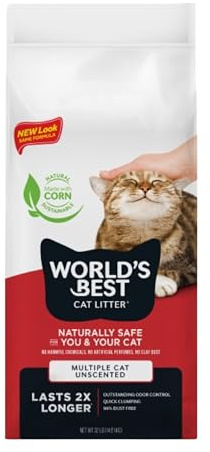 World's Best Cat Litter Multiple Cat, Unscented, Odor Control, 32 lb Bag