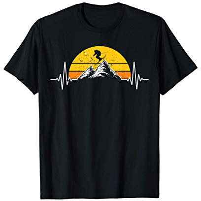 Herzschlag Skifahrer Berge EKG Skifahren Puls Wintersport T-Shirt