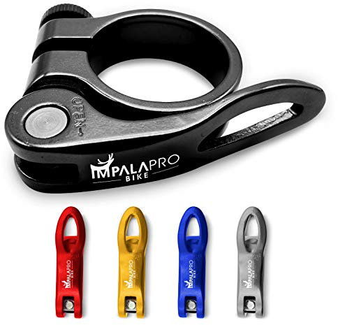 IMPALAPRO Bike Sattelschloss mit Schnellspanner, Klemme für Fahrradsattel, Sattelstützenverschluss, Mountainbike, Schnellspanner (Schwarz, 31,8 mm)