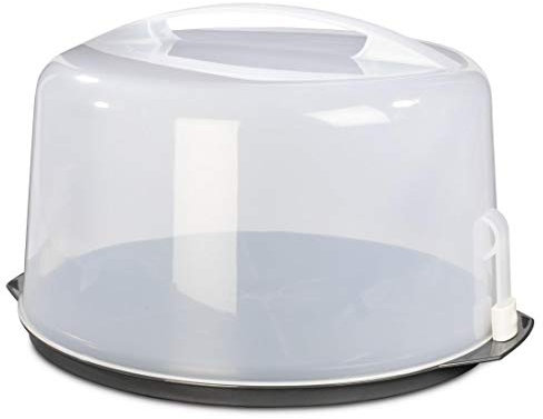 Xavax Contenitore per torte rotondo (scatola alta per torte, lavabile in lavastoviglie, con coperchio e maniglia), nero