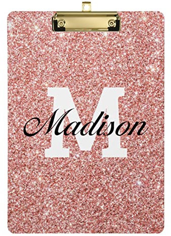 Personalisiertes Klemmbrett, A4 Standardgröße, Büro-Schreibbrett, Namen hinzufügen für Studenten, Männer, Frauen – 22,9 x 31,8 cm mit niedrigem Profil-Metallclip