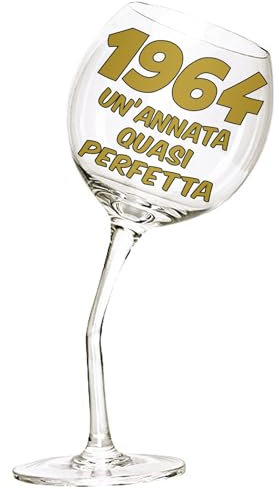 Bicchiere in Vetro Calice storto per compleanno 60 anni - 440 ml