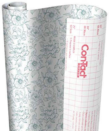 Con-Tact Brand Creative Covering, Self-Adhesive Shelf Liner, Multi-Purpose Vinyl Roll, Easy to Use and Apply, 18'' x 16', English Rose Blue
