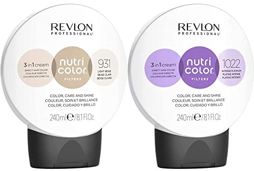 Nutri Color FILTERS – TONING FILTERS 931 Helles Beige, 240 ml & Nutri Color FILTERS – TONING FILTERS 1022 Intensives Platin, 240 ml, pflegende Farbmaske mit INSTA-PIC-TECHNOLOGY™
