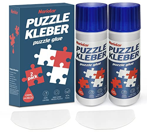 Nariolar Puzzle Kleber Transparent mit Applikator Geeignet für Befestigen und Aufhängen von Puzzles, Schnell Trocknend,120mlX2