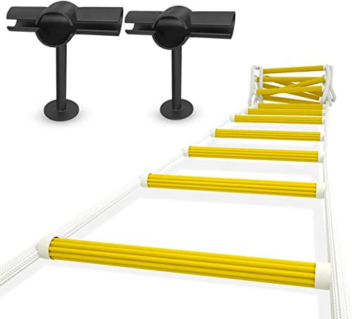 Scala di Corda Antincendio 2,5 m con Stabilizzatori Distanziali | Scala di estensione di emergenza | Resistente agli agenti atmosferici con ganci a molla | Veloce da implementare e facile da usare