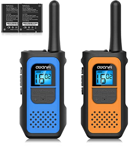 AWANFI Walkie Talkie Aufladbar mit Li-ion Akku, Walkie Talkie Kinder Erwachsene, Funkgerät Große Reichweite, 16 Channels Walky Talky, VOX und Type C Ladekabel für Biking Camping Wandern