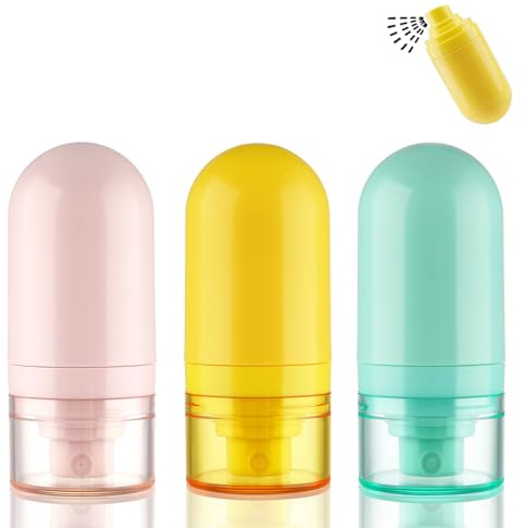 Cosywell Mini Fine Mist Spray Bottles TSA Approved 1oz/30ml 3 Pack Airless Spray Bottle Leak Proof Travel Spray Bottle Plastic Refillable Containers for Perfumes Skincare Water Cosmetics (3color)