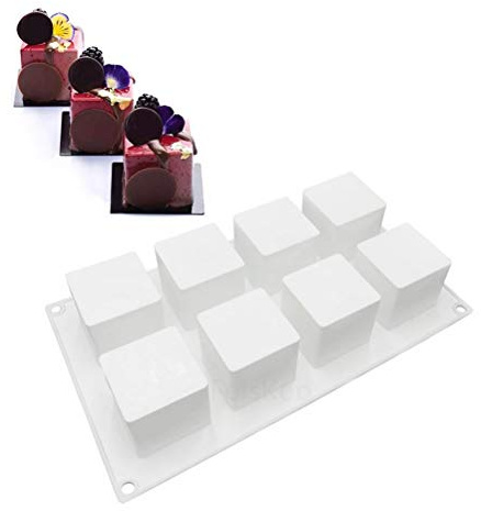 Molde de Silicona para Repostería, 8 Cavidades Cuadradas, 5 x 5 x 5 cm, para Chocolate, Brownie, Trufas, Gelatina, Mini Mousse, Caramelo