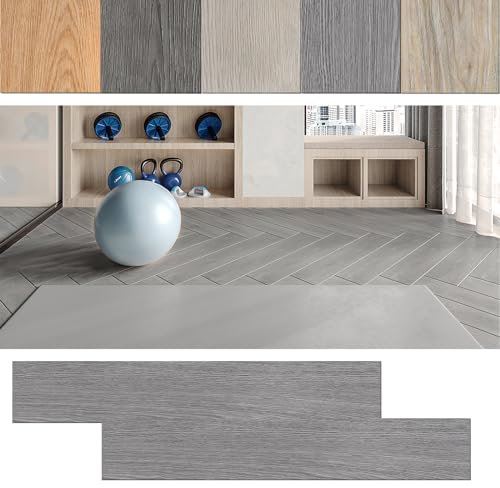 LARS360 Rivestimento per pavimento in PVC autoadesivo, effetto legno, 91,44 x 15,24 x 0,2 cm, 2,5 m², 18 pezzi, laminato impermeabile, isolamento acustico (grigio)