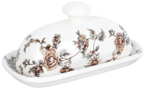 OPica Butterdose, Tablett, Deckel, Porzellan, Keramik, Teller, Servieren, Käse, Aufbewahrung, Behälter, abgedeckt, Halter, Box, Abdeckung, Vintage-Aufbewahrung, Dessert