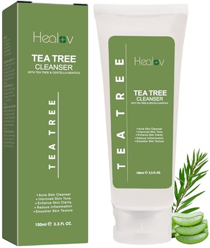 Healov – Tea Tree ansiktstvål: Exfolierande ansiktsrengöring med naturlig tea tree tvål: Tea Tree Oil bekämpar akne