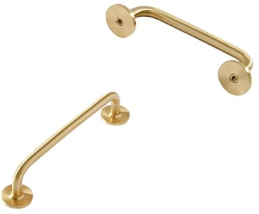 Schrankgriffe Gold Vintage, 2 Kabinett Schubladengriffe Massive Messing | Gebürstet Oberfläche, Gesamtlänge:120 - 344 mm Bügelgriff, Kleiderschrank Zieht Griffe Mit Befestigungsschrauben-120mm/4.8in