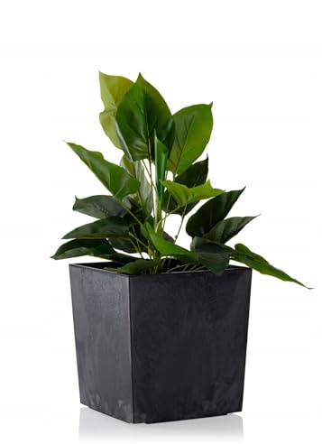 HowHomely Blumentopf Flore 4,7 L schwarz Kunststoff 19,3 cm x 19 cm x 19 cm Dekoration, HH-FLORE-CZ-BETON-19