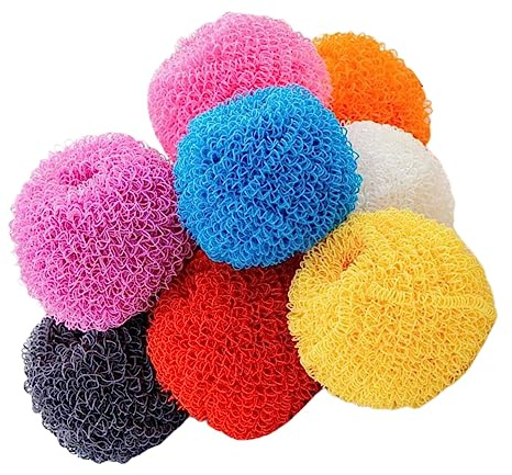 GRIRIW 10pcs Kitchen Fiber Cleaning Ball Steel Wire Ball for Household Use Kitchen Accessories for Brush and Groove Cleaning Tool Needs Random Color