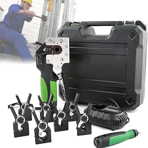Elektrisches Bördelwerkzeug-Set, 1/4 - 3/4 Kupfer-Bördelgerät, Bördellehre, 45° exzentrisches Bördelgerät, 2000 mAh, inklusive Rohrbieger, Schneider und Reibahle (Color : 8Collets)
