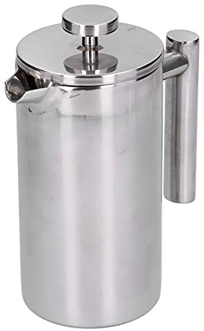 Gavigain Cafetera de prensa francesa, cafetera de prensa francesa de acero inoxidable, prensa de café y tetera con aislamiento metálico de doble pared para un buen café y té en la oficina (800ml)