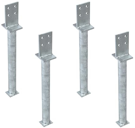 Alberts 4er Set T-Pfostenträger | zum Einbetonieren | feuerverzinkt | Steggröße 130 x 80 mm | Betonanker 500 mm