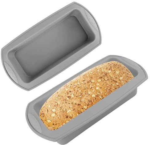 VFANDV Moule Gateau Silicone, 2 Pièces Moule a Gateau Silicone Antiadhésif Moule à Cake Moule pain de Mie Moule Cake Silicone pour la Cuisson du Pain Des Gateaux Des Toasts (Gris)