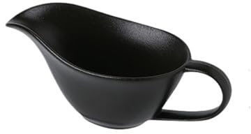 ruyi-1986 Gravy Boat 9.5oz Ceramic Sauce Boat Pepper Sauce Cup Container Ketchup Sauce Cup Seasoning Cup Milk Jug Pitcher Sauce Boat(Black)