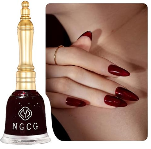 Smalto rosso ad asciugatura rapida, 15 ml, intensivo Red One Step Color Nail Polish, chip resistente con pennello ProWide extra largo per manicure a casa (rosso D)