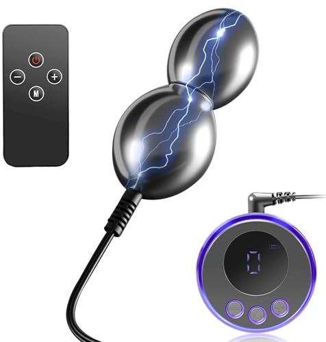 Électrochocs Plug Anal avec Télécommande,Electrostimulation Plug Anale avec 2 Boules Anales,Vibrateur Anal avec 8 Modes de Douche Électrique,Stimulation SM Fétiche Jouets Sexuels pour Couples