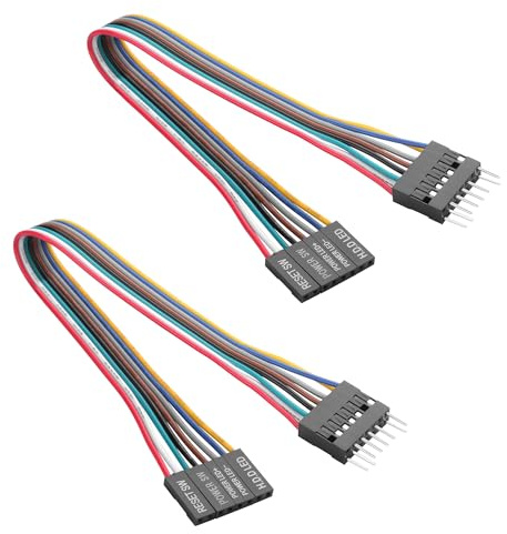 GINTOOYUN 2 Pcs 14 Loch (8pin) DuPont Stecker zum Motherboard On/Off/Reset/HDD Schalterkabel für Chassis, Motherboard etc(9.06 Zoll)