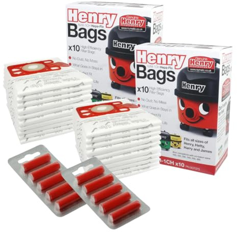 Avern Genuine Numatic Hepa-Flo Henry Hetty NRV Vacuum Cleaner Dust Bags (Pack of 20 + 10 Freshener Sticks)