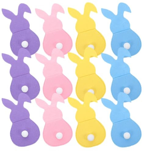BUGUUYO 16stücke Besteckhalter in Hasenform Für Messer Und Gabeln Bestecktasche Aus Filzmaterial Utensilienbeutel Für Frühlingspartys Und Tischdekorationen