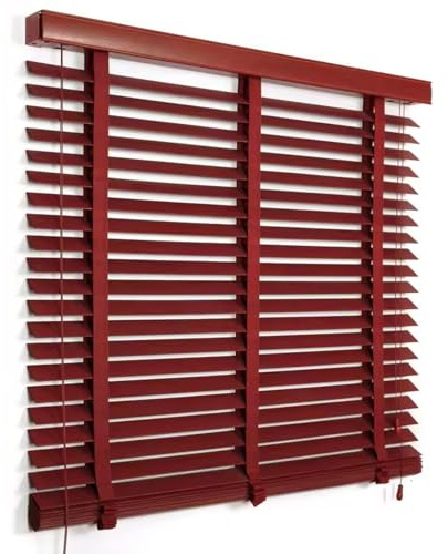 Wooden Venetian Blinds for Kitchen 60x100 60x150 85x130 180 X150cm Faux Wood Blind For Bedroom Windows Privacy Roman Window Curtains for Home Office 50mm Horizontal Slats(Wine red)