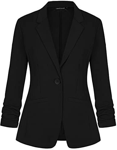 MINTLIMIT Women Blazer UK Casual Button Stylish Jacket Comfortable Blazers Fashion (Black,XL)