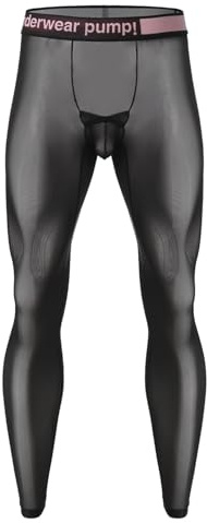 ranrann Herren Leggings Sexy Transparent Lange Unterhose Strumpfhose mit Beutel Skinny Tights Stretch Männer Sportunterwäsche
