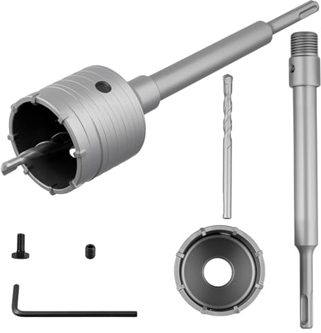 CHUENKUK Juego de 2 brocas de metal de 65 mm y 70 mm, con adaptador SDS Plus de 220 mm, para enchufes, hormigón, mampostería