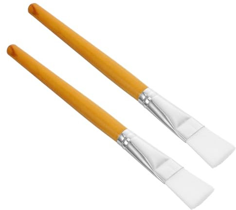 PACKOVE 2 Pièces Brosse Pour Masque Facial Poignée Bois Brosse Applicateur Professionnelle Pour Masque Visage Boue Et Yeux Réutilisable Doux Et Facile À Nettoyer