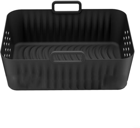 Floweringbeter Silicone Air Fryer Mat Perforated Baking Tray Non-Stick Cooking Liner Kitchen Accessory For SL400UK SL401 21x16x7.5cm Black(Rectangular - Black)
