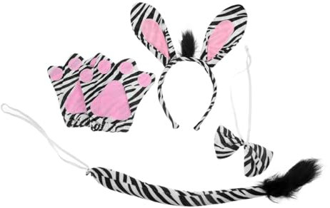 Toddmomy 1Satz Zebra Kostüm Set für Teiliges Tierohren Stirnband und Handschuhe für Halloween Partys und Rollenspiele Weiches Hautfreundliches Material