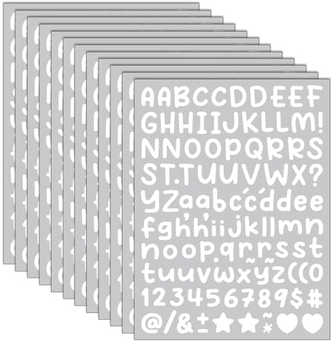 12 Blätter Buchstaben Aufkleber Kleine, 1344 Stücke 13 mm Selbstklebende Buchstaben Zahlen Sticker, Klebebuchstaben Wetterfest Vinyl Alphabet für DIY Scrapbooking, Grußkartendekoration (Weiß)