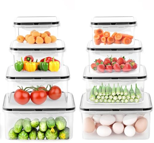 HYZCXPL 8PCS Vorratsdosen Mit Deckel Luftdicht, Groß Frischhaltedosen Mit Deckel, Meal Prep Boxen, Bpa-Frei, Meal Prep Boxen