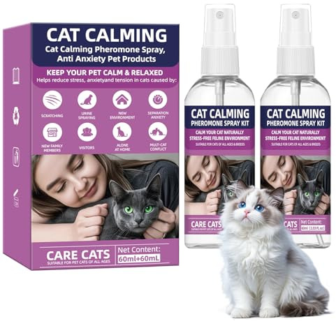 KODASNY Cat Calming Pheromone Spray Kit Feline Calm Pheromones Vet Recommended Drug-Free Anxiety Relief for Multi-Cat Homes,Stops Scratching & Urine Marking,60-Day Supply | Drug-Free (2)