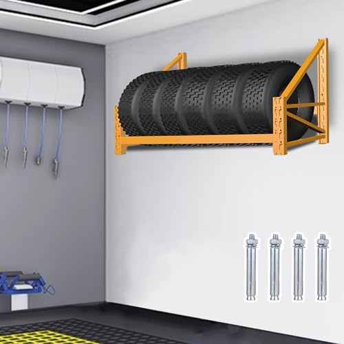 Portabagomme da parete resistente, organizer in metallo per garage, design salvaspazio con ripiani compatti e accessori completi inclusi