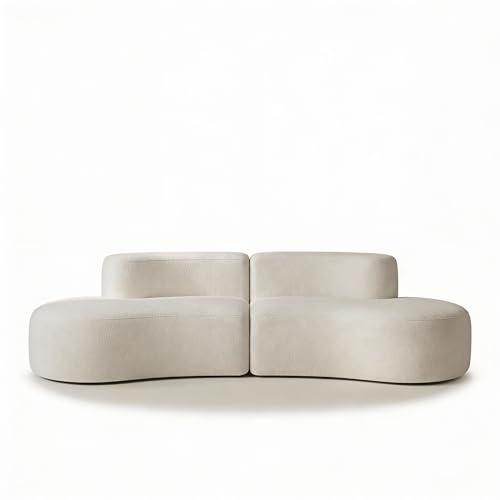 Coco Living Lounge Double | Sofá 3 plazas de diseño | Formas curvas modernas | Confort Premium para salón y apartamento | 240 x 102 x 60 cm (blanco)