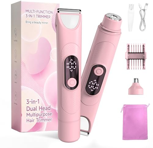 Rasoir Electrique Femme, 3 en 1 Tondeuse Intime Femme Humide/Sec, Rasoir Électrique avec Affichage LED, Lame Céramique, Épilateur Électrique pour Visage, Maillot, Aisselles, Jambes