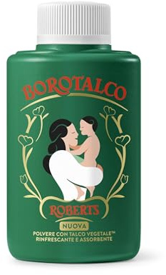 Borotalco, Polvere con Talco Vegetale, Azione Rinfrescante e Assorbente, per Pelli Sensibili, Formula 100% Vegetale, Profumo di Borotalco, Dermatologicamente Testato, Barattolo 140 g